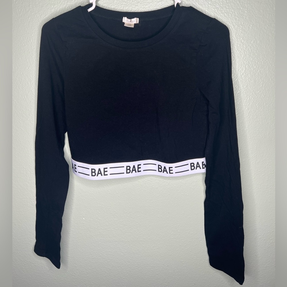 Bae black Crop Top long sleeve Large